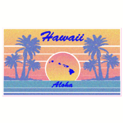 Hawaii Aloha Retro Beach Sticker – vinyl decal printed in the USA
