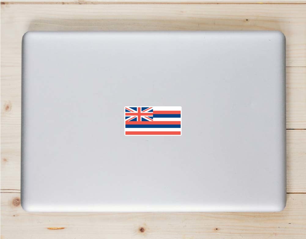 Hawaii Flag Laptop Sticker shown on a laptop lid