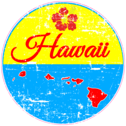 Hawaii Islands State Distressed Sticker – vinyl decal printed in the USA
