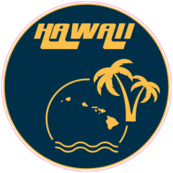 Hawaii Palm Tree Sun Circle Sticker – vinyl decal printed in the USA