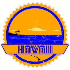 Hawaii Retro Sunshine Sticker – vinyl decal printed in the USA