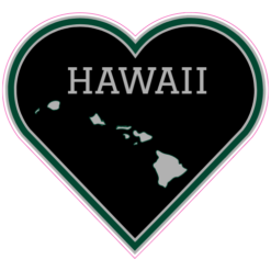 Hawaii State Heart Shaped Sticker – vinyl decal printed in the USA