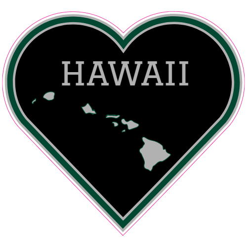 Hawaii State Heart Shaped Sticker – vinyl decal printed in the USA