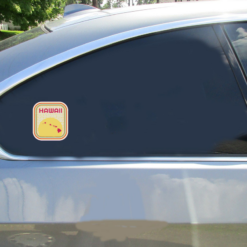 Hawaii Sun Retro Car Sticker shown on a vehicle rear window