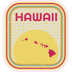 Hawaii Sun Retro Sticker – vinyl decal printed in the USA