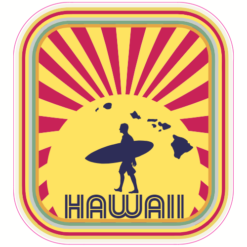 Hawaii Surfer Sunset Sticker – vinyl decal printed in the USA