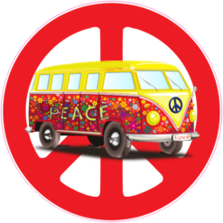 Hippie Bus Peace Sign Sticker – vinyl decal printed in the USA
