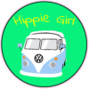 Hippie Girl Van Mint Green Circle Sticker – vinyl decal printed in the USA