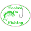 Hooked On Fishing Oval Sticker – vinyl decal printed in the USA
