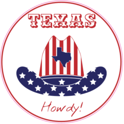 Howdy From Texas Circle Decal – vinyl decal printed in the USA