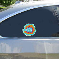 I Dig Groovy Music Vintage Car Sticker shown on a vehicle rear window