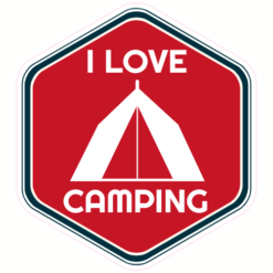 I Love Camping Sticker – vinyl decal printed in the USA