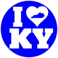 I Love KY Kentucky Circle Sticker – vinyl decal printed in the USA