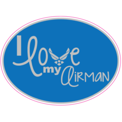 I Love My Airman Oval Sticker – vinyl decal printed in the USA