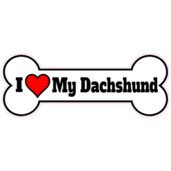 I Love My Dachshund Dog Bone Sticker – vinyl decal printed in the USA