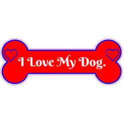 I Love My Dog Bone Sticker – vinyl decal printed in the USA