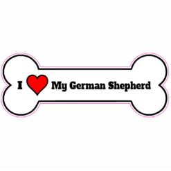 I Love My German Shepherd Bone Sticker – vinyl decal printed in the USA