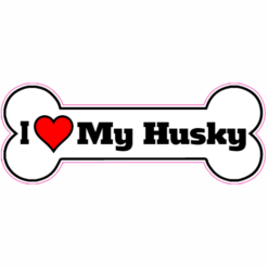 I Love My Husky Dog Bone Sticker – vinyl decal printed in the USA