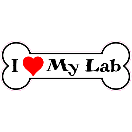 I Love My Lab Dog Bone Sticker – vinyl decal printed in the USA