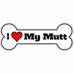 I Love My Mutt Bone Sticker – vinyl decal printed in the USA