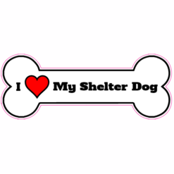 I Love My Shelter Dog Bone Sticker – vinyl decal printed in the USA