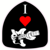 I Love To Rock Guitar Pick Sticker – vinyl decal printed in the USA