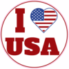 I Love USA Patriotic Circle Sticker – vinyl decal printed in the USA