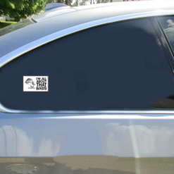 I'm All About That Bass Fishing Car Decal shown on a vehicle rear window
