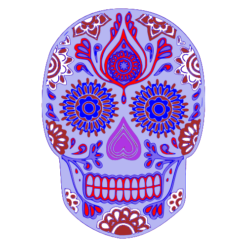 Ice Blue Sugar Skull Sticker – vinyl decal printed in the USA