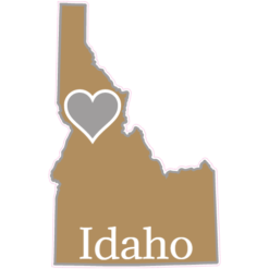 Idaho Heart State Shaped Sticker – vinyl decal printed in the USA