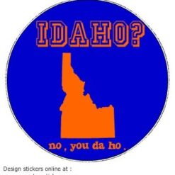 Idaho No You Da Ho Funny Idaho Circle Decal – vinyl decal printed in the USA