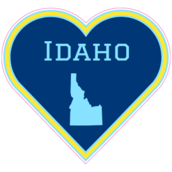 Idaho State Heart Shaped Sticker – vinyl decal printed in the USA