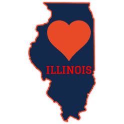 Illinois Heart State Shaped Sticker – vinyl decal printed in the USA