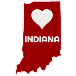 Indiana Heart State Shaped Sticker – vinyl decal printed in the USA
