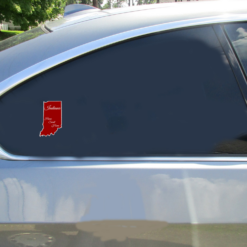 Indiana Home Sweet Home State Car Sticker shown on a vehicle rear window