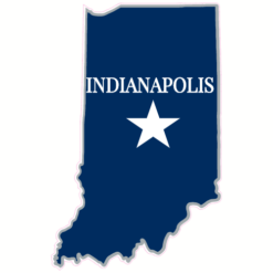 Indianapolis Indiana State Shaped Sticker – vinyl decal printed in the USA