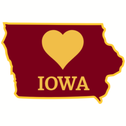 Iowa Heart State Shaped Sticker – vinyl decal printed in the USA