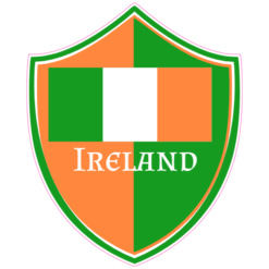 Ireland Flag Shield Shaped Sticker – vinyl decal printed in the USA