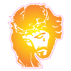 Jesus Crown Of Thorns Sunburst Sticker – vinyl decal printed in the USA