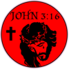 John 3:16 Jesus Red Circle Decal – vinyl decal printed in the USA