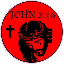 John 3:16 Jesus Red Circle Decal – vinyl decal printed in the USA