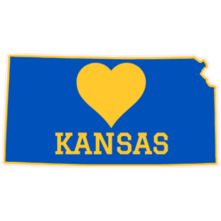 Kansas Heart State Shaped Sticker – vinyl decal printed in the USA