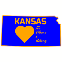 Kansas It's Where I Belong State Sticker – vinyl decal printed in the USA