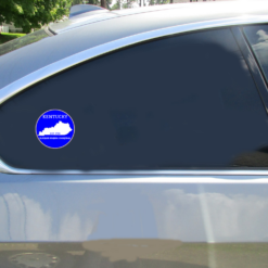 Kentucky Bluegrass Bourbon Basketball Circle Car Decal shown on a vehicle rear window