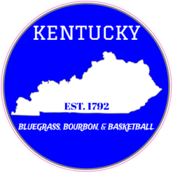 Kentucky Bluegrass Bourbon Basketball Circle Decal – vinyl decal printed in the USA