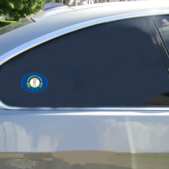 Kentucky Flag Oval Car Sticker shown on a vehicle rear window