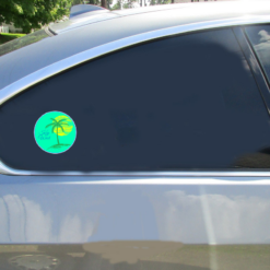 Key West Palm Sun Circle Car Sticker shown on a vehicle rear window