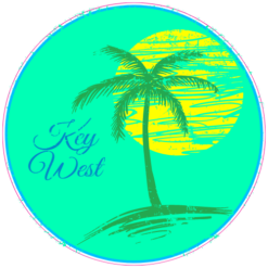 Key West Palm Sun Circle Sticker – vinyl decal printed in the USA