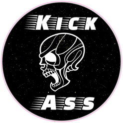 Kick Ass Skull Circle Sticker – vinyl decal printed in the USA