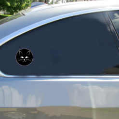 Kitty Cat Face Circle Car Sticker shown on a vehicle rear window